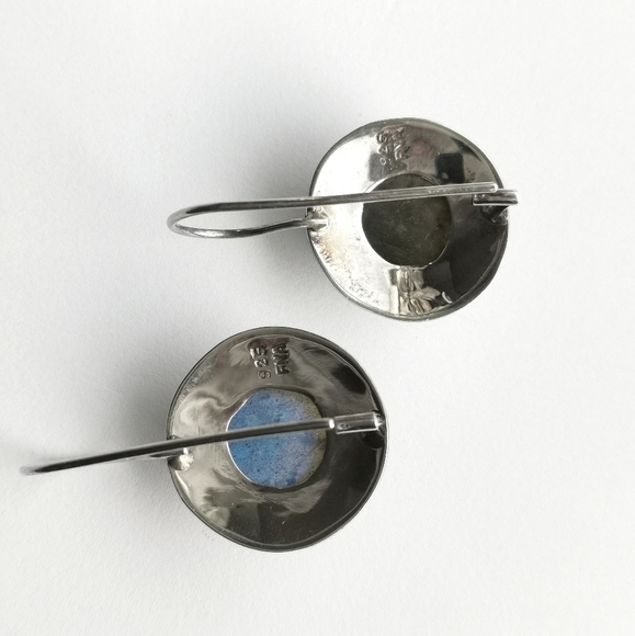 Sterling Silver Labradorite drop earrings with Greek Key 🆕 - Picture 2 of 7